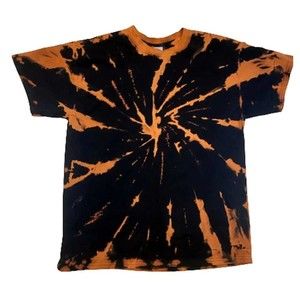 Reverse Tie-Dye T Shirt Black and Orange